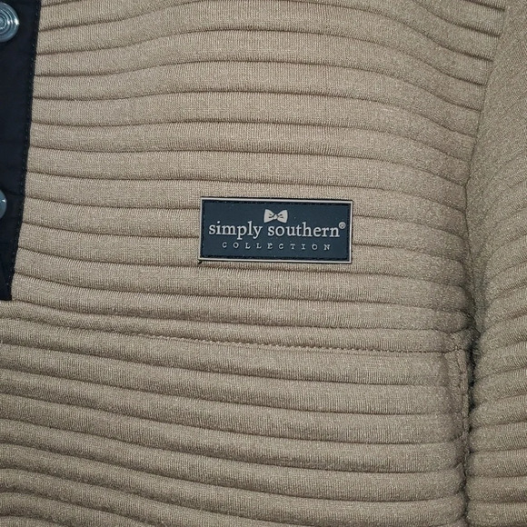 Simply Southern Ribbed Pullover Sweater in Mocha and Black Trim Women's Size XL - Picture 4 of 16